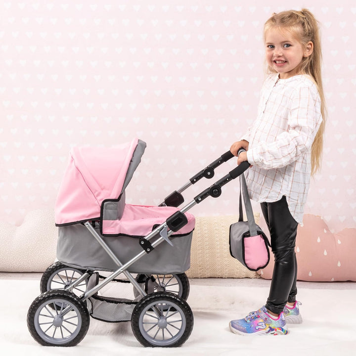 Design Baby Doll Trendy Pram in Grey/Pink, 67 X 41 X 68 Centimeters, 1300800