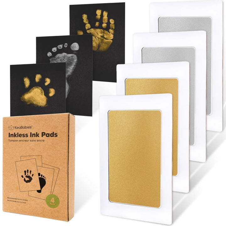 4-Pack Inkless Baby Hand and Footprint Kit - Mess Free Ink Pad for Newborn Keepsake, Dog Nose & Paw Print Kit, Clean Touch Ink Pad for Baby Hand & Footprints, Ideal New Mom Gifts (Jet Black)