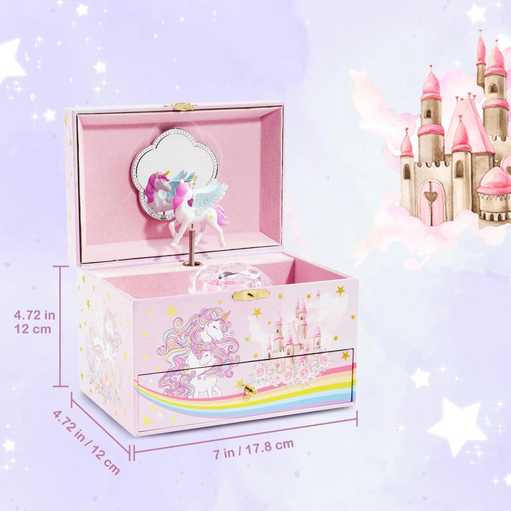 Children'S Jewelry Box, Kids Jewelry Organizer with Unicorn for Little Girls, Jewelry Case Gift for Toddler Age 2 3 4 5 6 7 8 -Sunshine