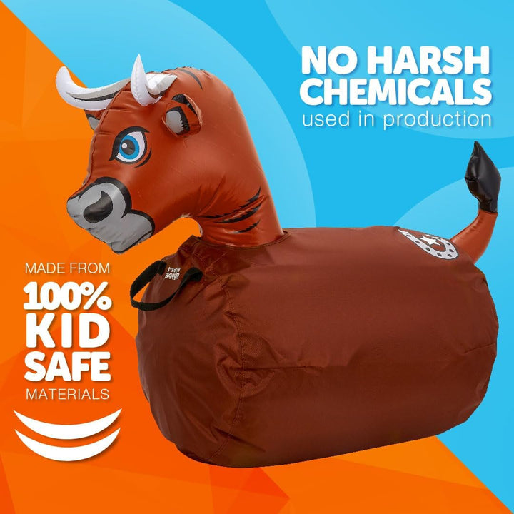 Hip Hoppers Bouncy Hopper Inflatable Hopping Animal Bouncer, Supports up to 250 Pounds, Ages 5 and up (Brown Bull)