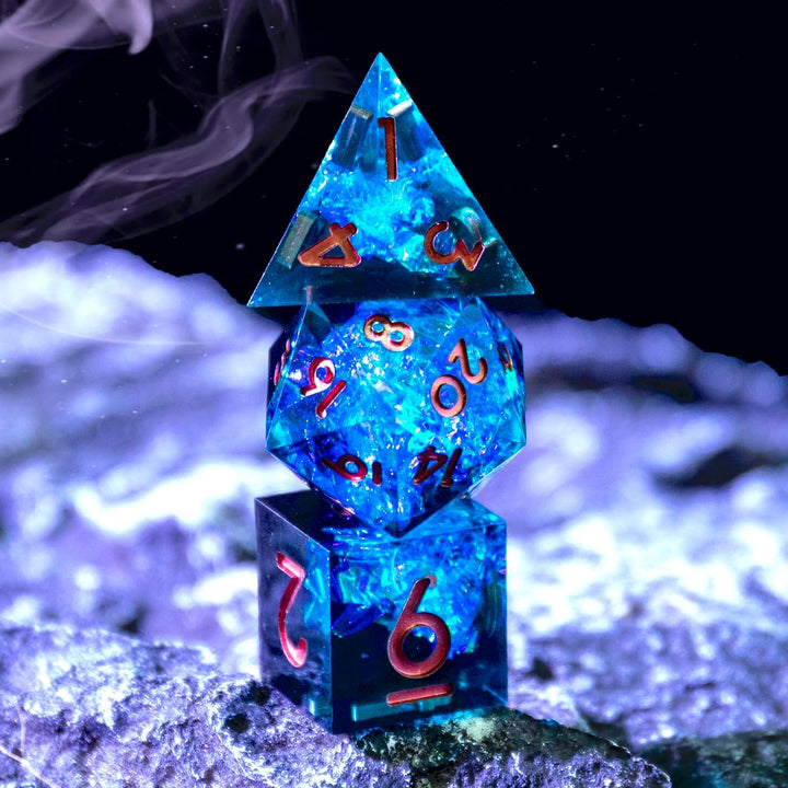 Sharp Edge DND Dice Set Handmade 7 Accessories Dice for Dungeons and Dragons TTRPG Games, Multi-Sided RPG Polyhedral Resin Sharp Edge Dice Roleplaying Games