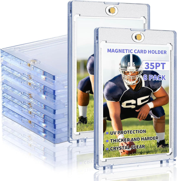Magnetic Card Holders for Trading Cards, 8 Pack 35Pt Sports Card Holder, UV Protection Plastic Hard Card Protector Clear Card Slabs for Collectible Baseball Cards, Game Cards