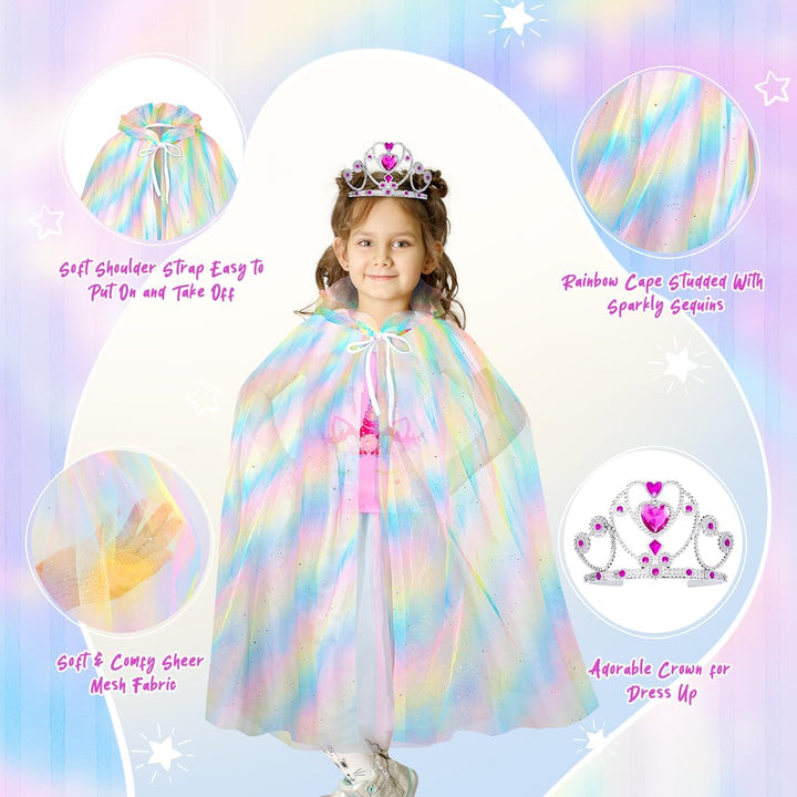 Princess Dress up - Dress up Clothes for Girls with Toys,Christmas Birthday Gift for Toddler Girls 3,4,5,6,7,8 Years