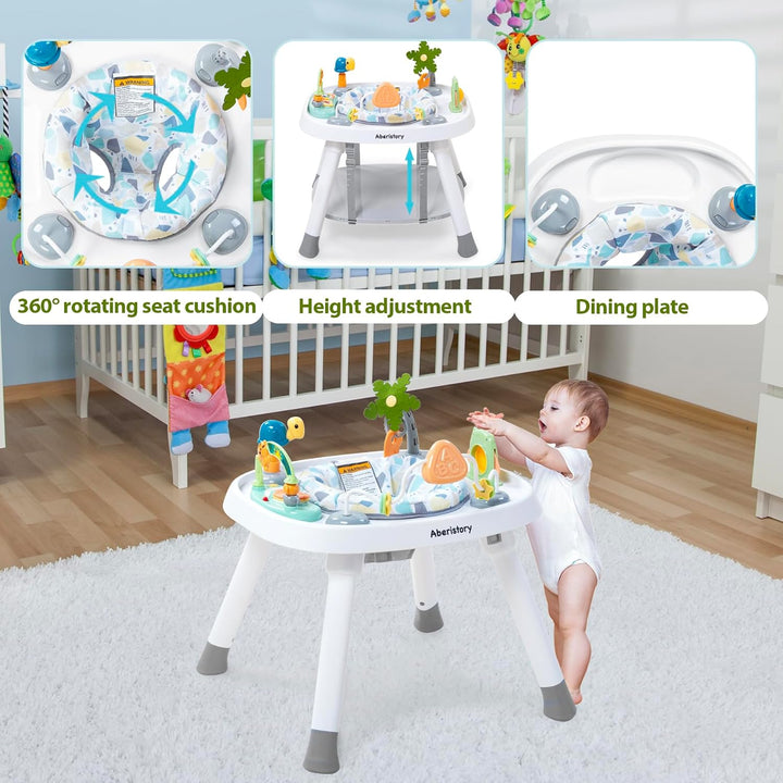 ® 4-In-1 Baby Activity Center | 3 Stage Grow Stationary Standing Toddler Play Table | Tummy Time,Exersaucer, Jumpers & Bouncers | Babies Essential for Baby Ages 6M+