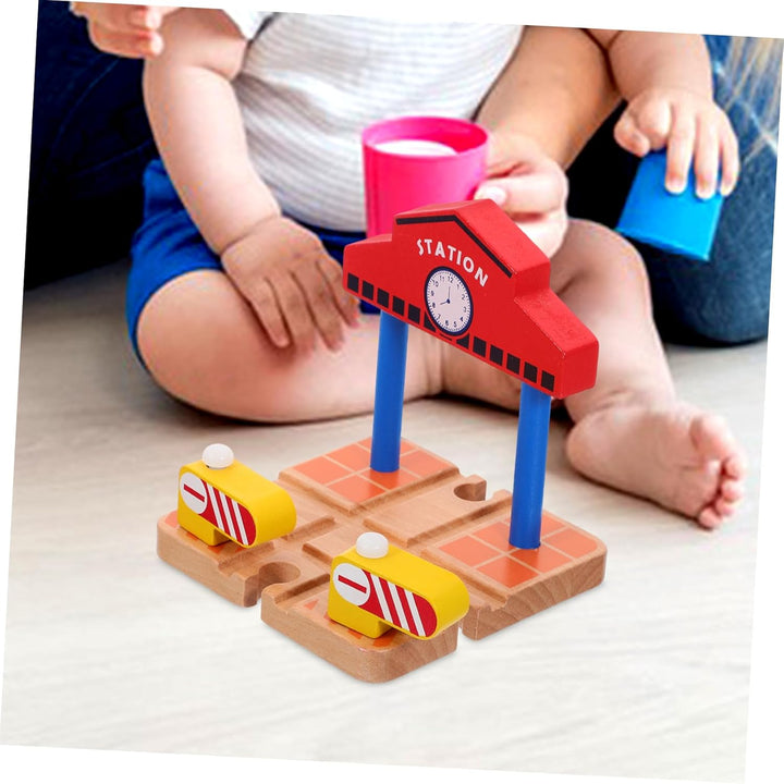 Wooden Railway Station Platform for Train Track Accessory Educational DIY Model for Imaginative Play and Problem Solving Early Learning Plaything