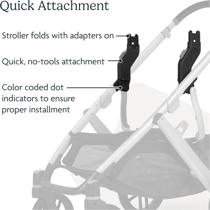 Upper Adapter for Vista, Vista V2, and Vista V3 Strollers/ Compatible with Bassinet, Toddler Seat, Aria, Mesa V2, or Mesa Max Infant Car Seats / Quick + Secure Attachment / 1 Set