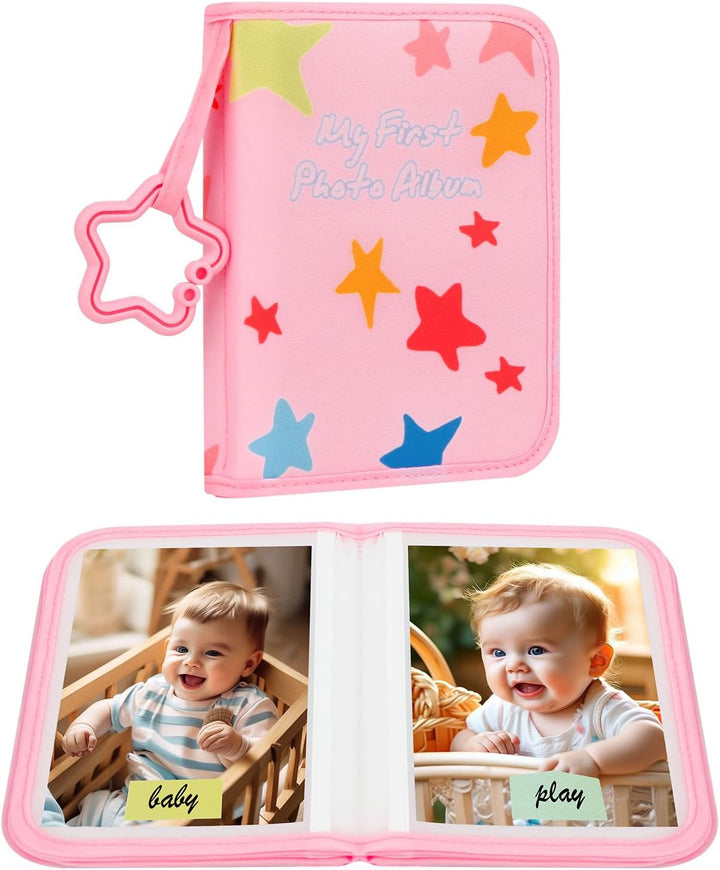 Baby'S My First Photo Album for Baby Holds 21 4X6 Photos, Baby Photo Album Soft Cloth Family Book, My First Family Album for 4X6 Baby Shower Kids Toddlers Family Pictures, Toddler Photo Album (Blue)