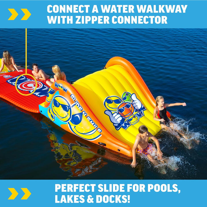 - Sports Slide N Smile - Inflatable Floating Giant Water Slide for Adults & Children - Pool Accessory - Perfect for Lake & Pool Parties - 2 Lanes (9 Ft)