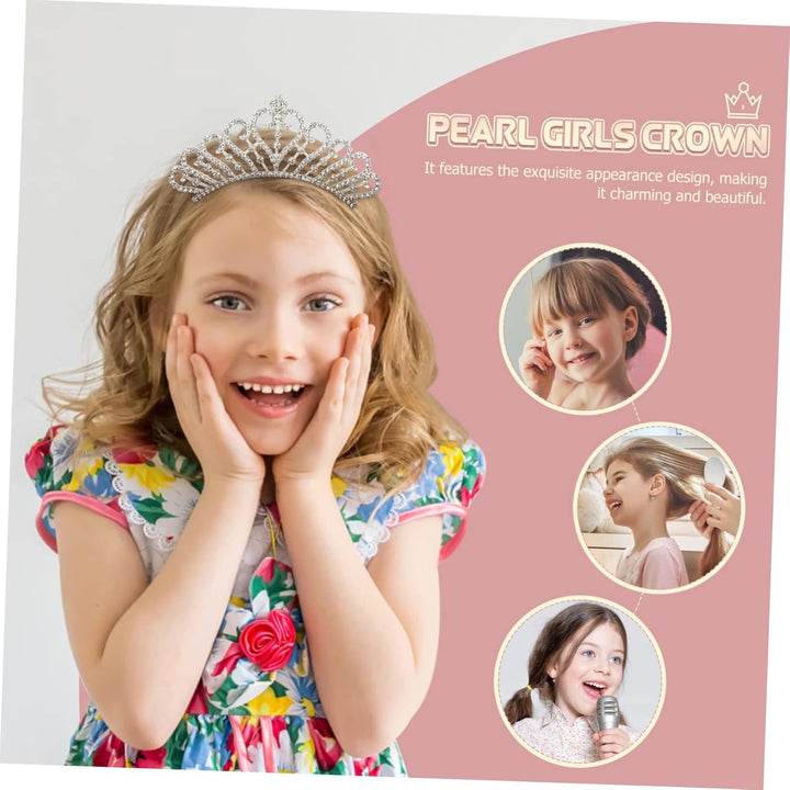 4Pcs Rhinestone Pearl Tiara for Elegant Crown Headdress with Rhinestone Design for Princess Parties and Special Occasions