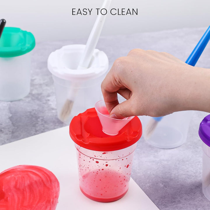 Paint Cups – Paint Containers with Lids, 10PCS No Spill Paint Cups with Lid 10PCS Toddler Paint Brushes for Art Supplies Kids Early Learning Toys