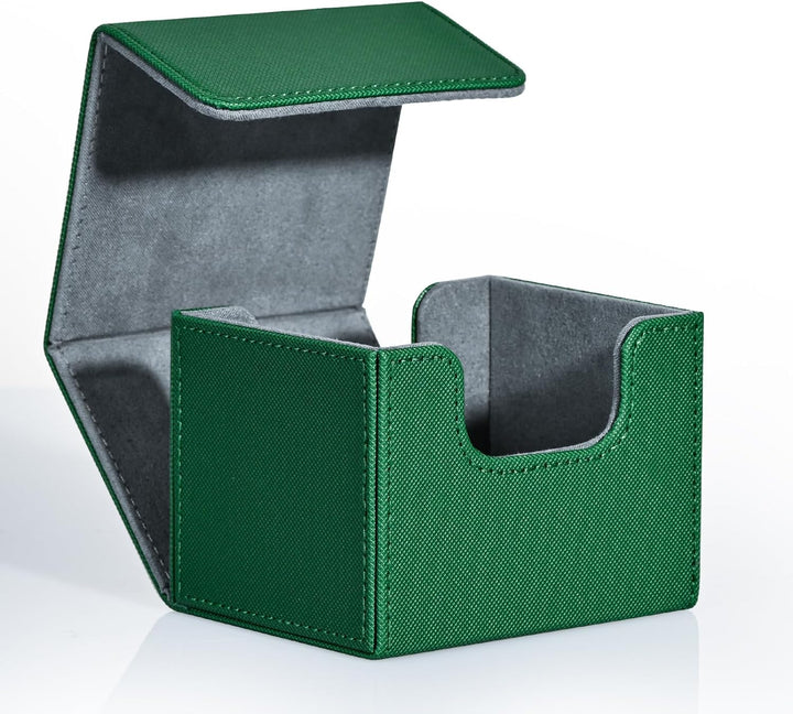 Card Deck Box for Trading Cards, MTG Commander Deck Box Holds 120+ Single Sleeved Cards, Leather Magnetic Card Storage Box Fits for TCG CCG Magic Cards (Black)