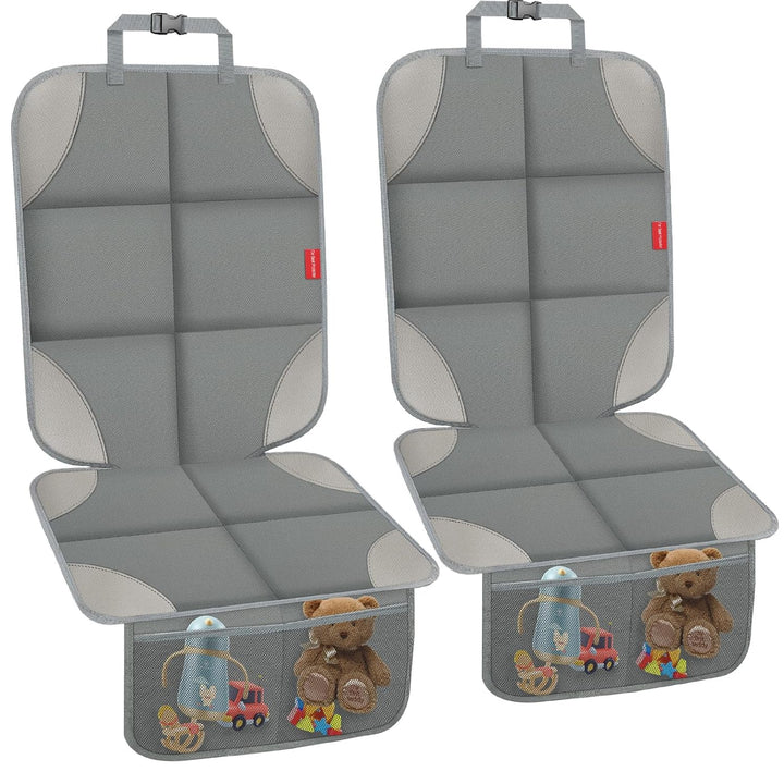 Car Seat Protector, Carseat Seat Protectors with Thick Padding and Upgraded Non-Slip Backing, Waterproof Seat Protector under Baby Car Seat, 600D Fabric Car Seat Covers with Storage Pockets for Baby