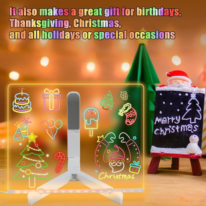 Led Note Board with Colors, Light up Acrylic Message Board, Glowing Acrylic Dry Erase Board with Light, Led Boards to Write On, Led Writing Board Led Drawing Board (Large/11.8 * 7.9 Inches)