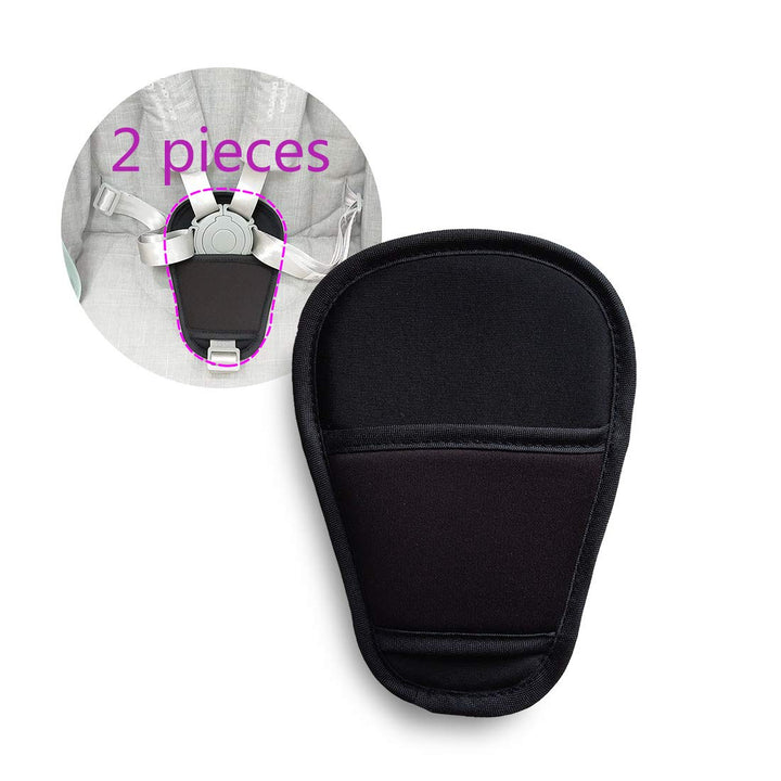 Baby Stroller Seatbelt Crotch Cushion Black 2 Piece, Universal Pram Belt Pads for Newborns Infants Kids, Pushchair Seat Belt Crotch Covers