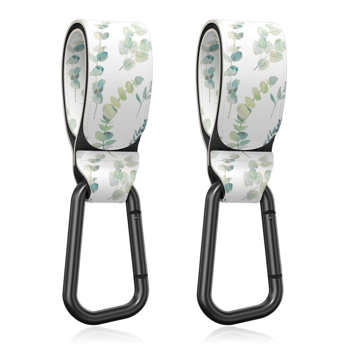 Baby Stroller Hooks for Hanging Bags, Universal Stroller Clips Accessories, Mommy Hook for Diaper Bag, Shopping Cart, Purse, Backpack - 2 Pack, Abstract Leaf