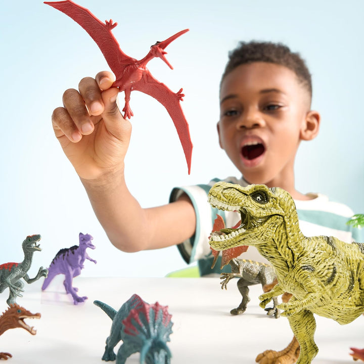 Dinosaur Toys with Activity Play Mat & Storage Cage, 19 PCS Realistic Dinosaur Figures & Trees for Toddlers Kids Ages 3-5, Ideal for Boys and Girls Gift