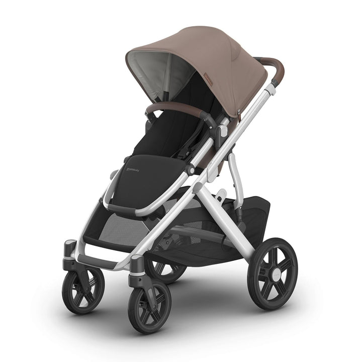 Vista V3 Stroller - Full-Size Single-To-Double Stroller System - Toddler Seat, Bug Shield, Rain Shield, and Storage Bag Included - Jake (Charcoal/Carbon Frame/Black Leather)