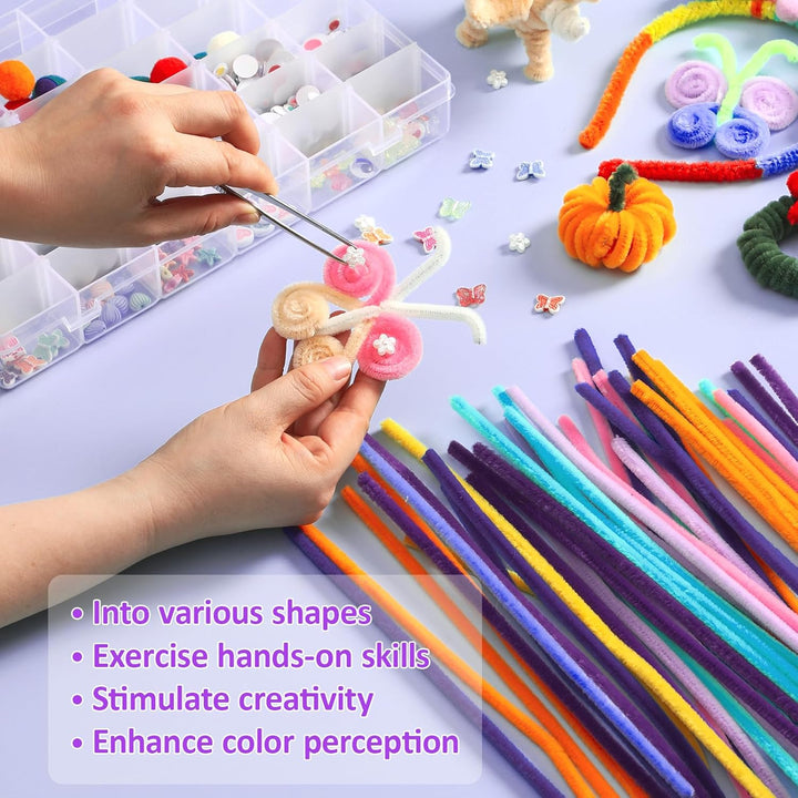 1500 PCS 30 Colors Quality Pipe Cleaners Bulk, Thick Pipe Cleaners Craft for DIY Craft Projects, Multicolored Limpia Pipas for Art Supplies & Materials, Rainbow Chenille Stems(12Inch*6Mm)
