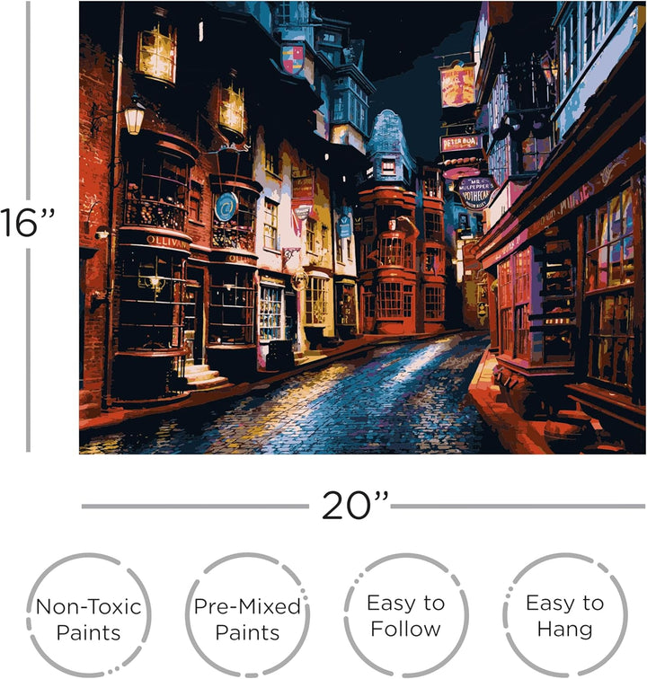 Harry Potter Diagon Alley Art by Numbers - 16 X 20 Inches Harry Potter Themed Paint by Number for Adults & Kids - DIY Color by Number Paint Kit for Beginner - Officially Licensed