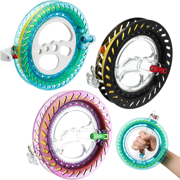 3 Pcs Kite String with Reel 7 Inch Dia Kite Reel Winder Grip Wheel with Flying Line String Flying Tools with Lock for Kids Adults(Blue)