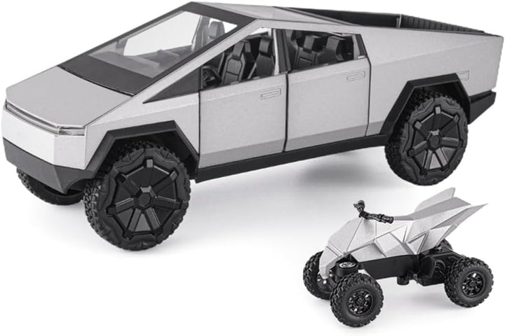 1/24 Pickup Trailer Model Car, Alloy Pick-Up Truck Model Toy with Sound/Light/Pull-Back, Birthday Gift for Kids Friends Collectors (Gray Off-Road Pickups)