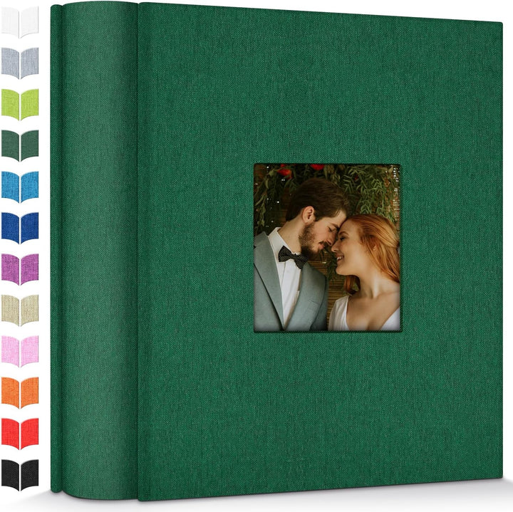 Photo Album 4X6 with 300 Pockets,Slip-In Picture Albums,Linen Cover Memory Book with Front Window,White Page Vertical Photo Book for Wedding,Family,Anniversare,Baby,Vacation