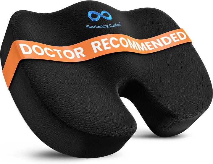 Doctor Recommended Memory Foam Seat Cushion for Office Chairs & Car Seat - Ergonomic Office Desk Accessories for Tailbone Pain Relief, Sciatica & Back Support