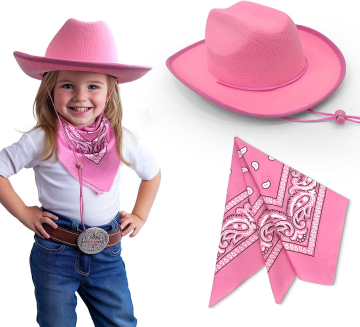 Toddler Cowboy Hat and Blue Bandana for Age 2-5
