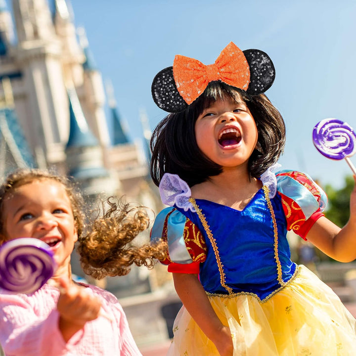 Mouse Ears, Sequin Mouse Ears Headband for Girls Women Halloween Birthday Party (Orange Bow)