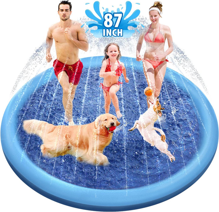 Splash Pad, 67In Anti-Slip Splash Pad for Kids Dogs 0.58Mm Thickened Dog Pool Splash Sprinkler Pad Durable Summer Outdoor Water Toys for Baby Toddler Boys Girls Pet