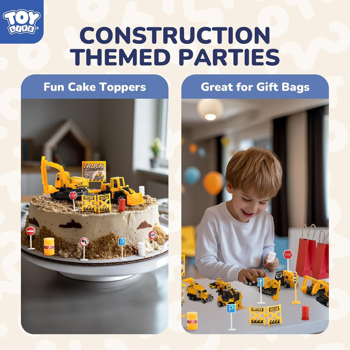 35 PCS Construction Toys, Toy Trucks for Kids Ages 4-8, Small Vehicles Mini Excavator, Cake Topper Decoration, Bulldozer for Boys, Kids Play Set Birthday Gifts