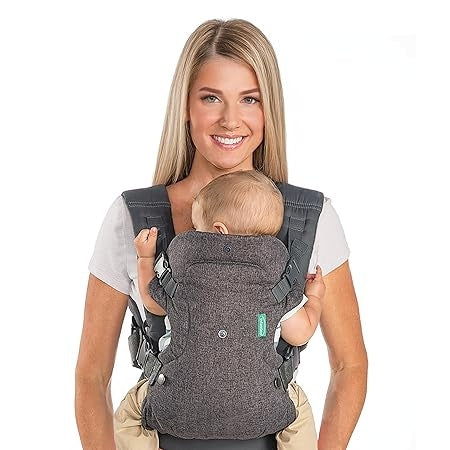Flip 4-In-1 Convertible Baby Carrier, Adjustable, Ergonomic Babywearing, Registry Essential, Baby Carrier for Newborn to Toddler, Gray