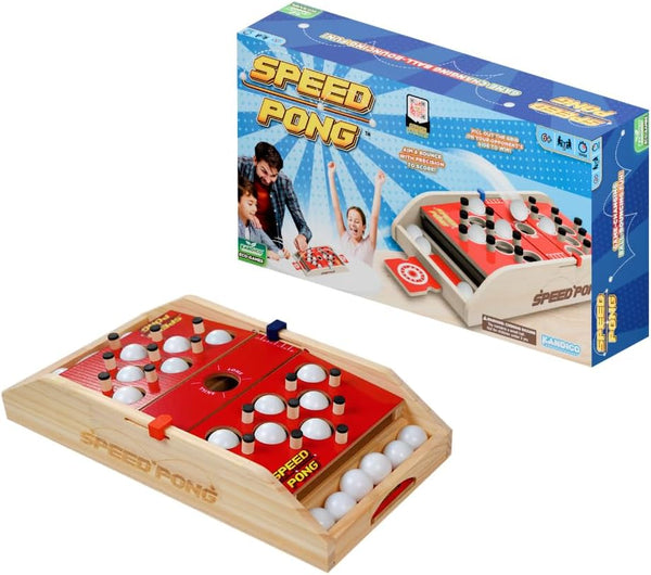 Speed Pong - Ball Bouncing Table Top Game for All Ages, Wooden 2-Player Challenge Game, Fun for Kids & Adults, Perfect for Parties & Family Gatherings