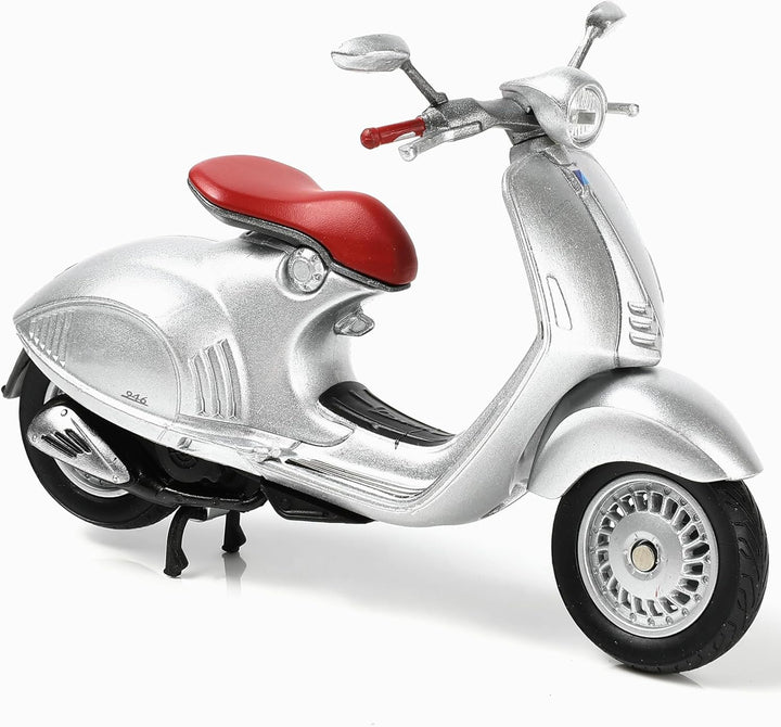 1:18 Scale 946 Moped Figurine Static Mini Scooter Model Toy Roman Holiday Collection Souvenir Figurine Simulation Motorcycle Toy Cake Topper Gift for Adult Kid Boy (Silver Color)