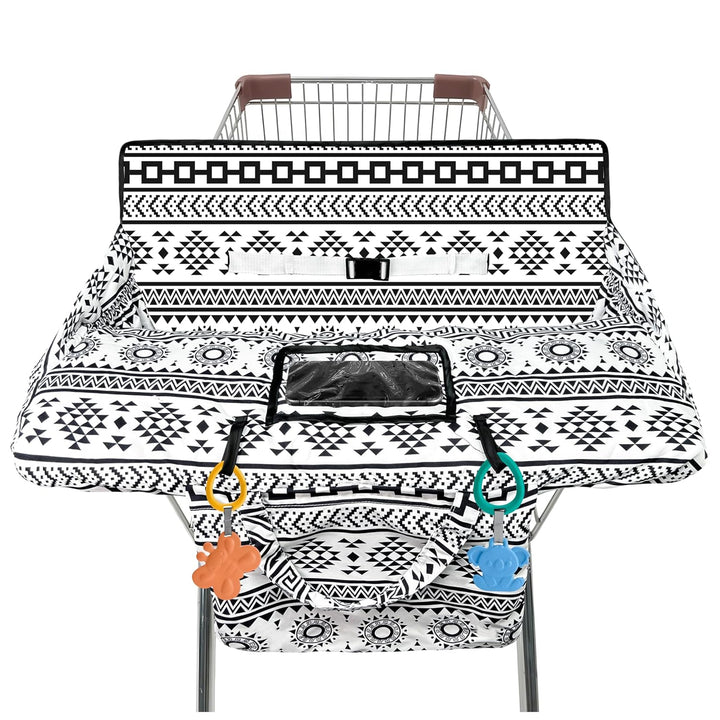 Shopping Cart Cover for Baby,2-In-1 High Chair Cover Soft,Portable, and Machine Washable,Comfortable Cotton Seat Pad with Safety Harness and Portable Cloth Bag,Fits All Supermarkets and Restaurants