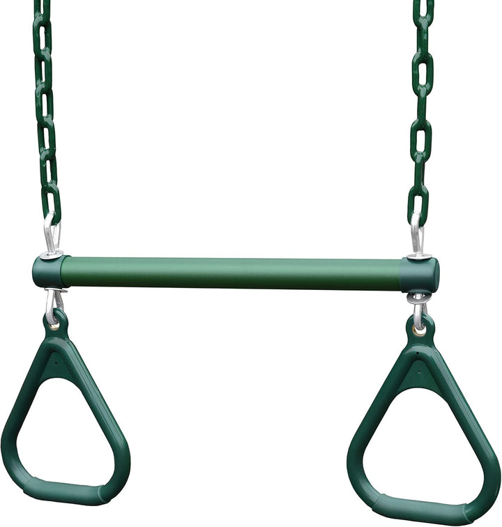 04-0006-G/G 17" Trapeze Bar Assembly with Rings - Green Bar, Rings, 36.5" Plastisol Coated Chains