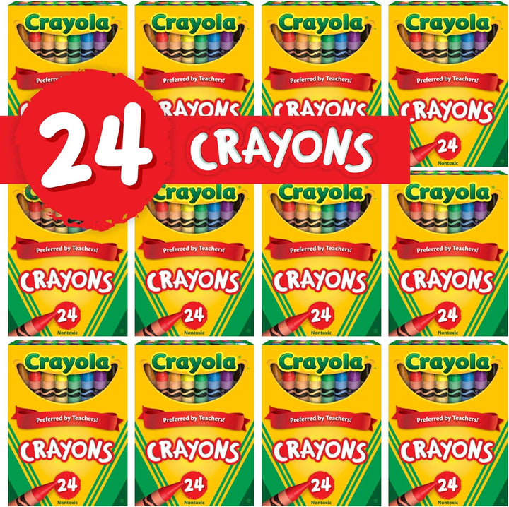 Crayons Bulk, 12 Packs of 24 Count Crayons, School Supplies, Assorted Colors