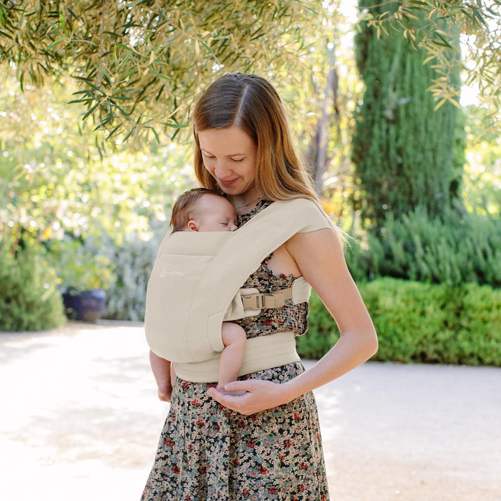 Embrace Baby Carrier Newborn to Toddler - Breathable Baby Carriers for Summer - Cozy Essentials (7-25 Pounds), Ponte Knit, Cream