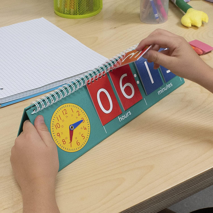 Time Flip Chart - Teaching Clock for Kids - Learn to Tell Time with Analog and Digital Formats