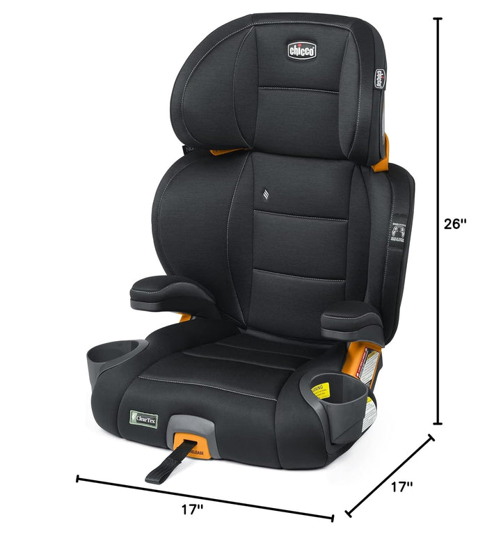 Kidfit Cleartex plus 2-In-1 Belt-Positioning Booster Car Seat, Backless and High Back Booster Seat, for Children Aged 4 Years and up and 40-100 Lbs. | Obsidian/Black