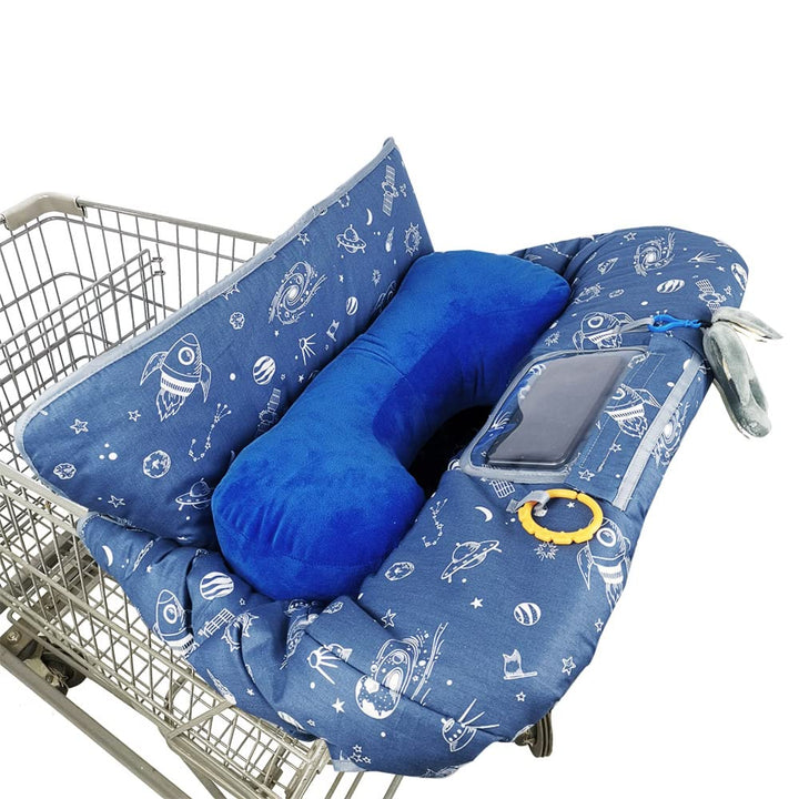 Shopping Cart Cover for Baby, High Chair Cover for Boy Girl, Infant Grocery Cart Cushion with Removable Seat Positioner and Cellphone Holder