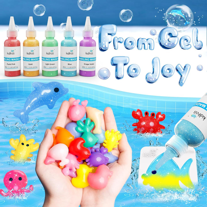Magic Water Elf Toy Kit, Aqua Fairy Water Gel Kit-20 Magic Gesl&10 Molds–Make Your Own Water Pets & Squishy Toys–Fun Summer DIY Craft Kit, Birthday Gifts & Party Favors for Kids Ages 3+