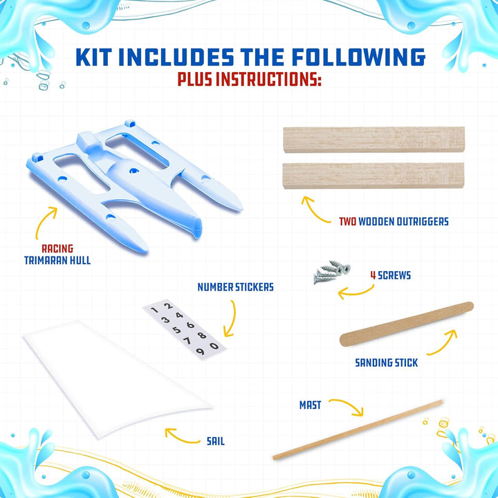Raingutter Regatta Trimaran Race Boat Kit - Easy Build DIY Model for Kids & Scouts (Scouting America)