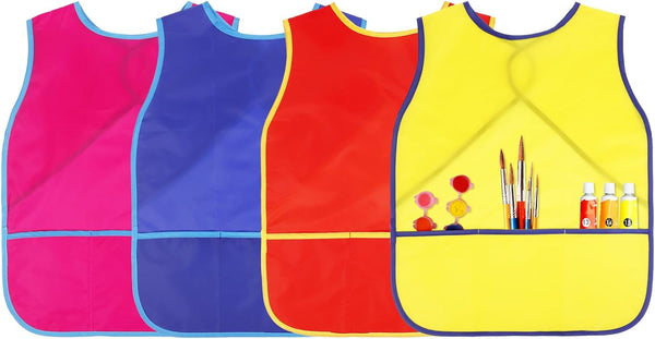 4/12/16 Art Smock for Kids Painting Aprons Sleeveless Painting Smock Kids Art Aprons with 3 Pocket for Age 3-8 Years