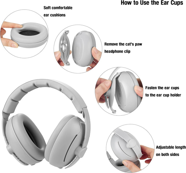 Baby Ear Muffs, 2-In-1 Baby Ear Protection Noise Cancelling Headphones Ages 0-3 Years, Infant Hearing Protection