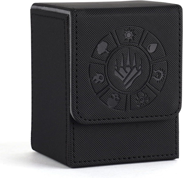 Card Deck Box, 110+ Storage MTG Deck Box with 50 Pcs Card Sleeve, Collectible Trading Card Cases for Magic Commander and More (Black)