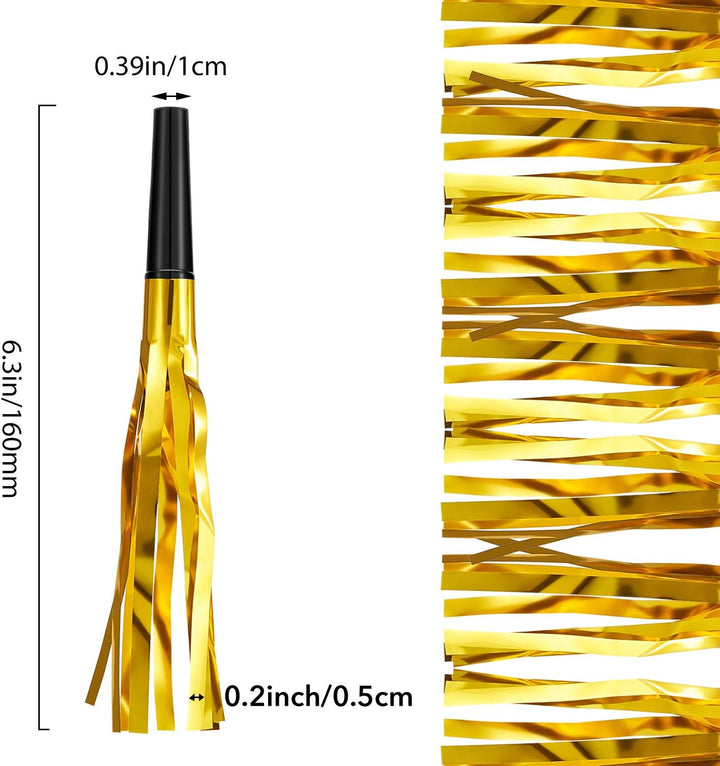 24 Pieces Gold Noise Makers Glitter Noise Makers Metallic Fringed Party Blowers for Adults Birthday Graduation Sporting Events 2025 New Years Party Favor Supplies