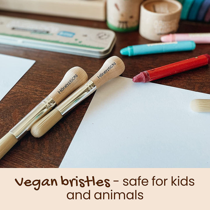 My First Paint Brush Set - 3 Pack: Ideal for Babies and Toddlers. Jumbo Brushes with Chubby Wood Handles for Easy Grip, Vegan. Includes Handy Storage Container