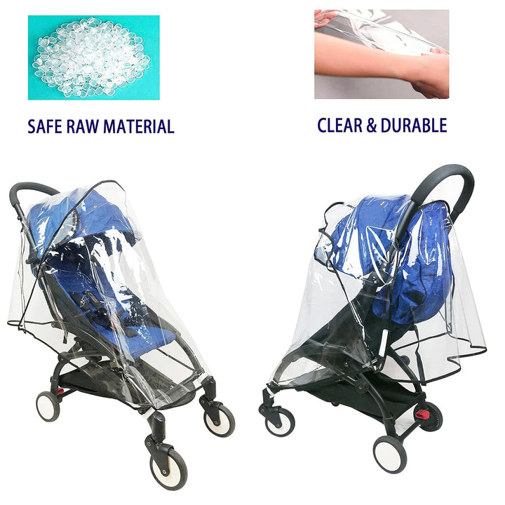 Stroller Rain Cover Universal Stroller Cover for Toddler Umbrella Stroller,Compact Travel Stroller, Waterproof Snow Wind Weather Shield,Food Grade EVA No Odor