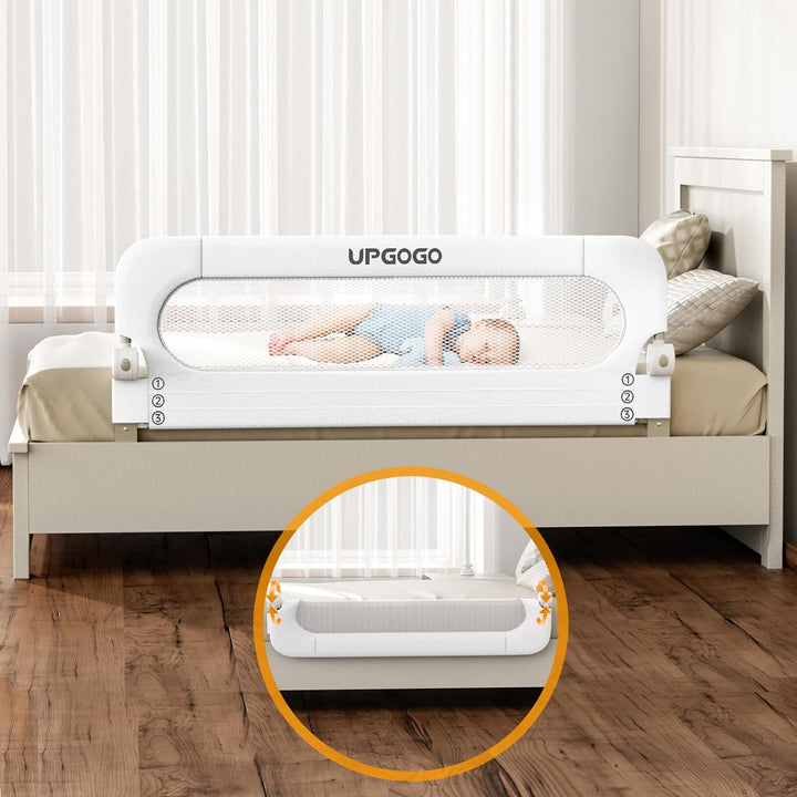 Folding Bed Rail for Toddlers,Baby Bed Rail Guard with Reinforced Anchor Safety System,Fit Bunk,Full Size,Queen,King,Twin(Grey,71"X23.6")